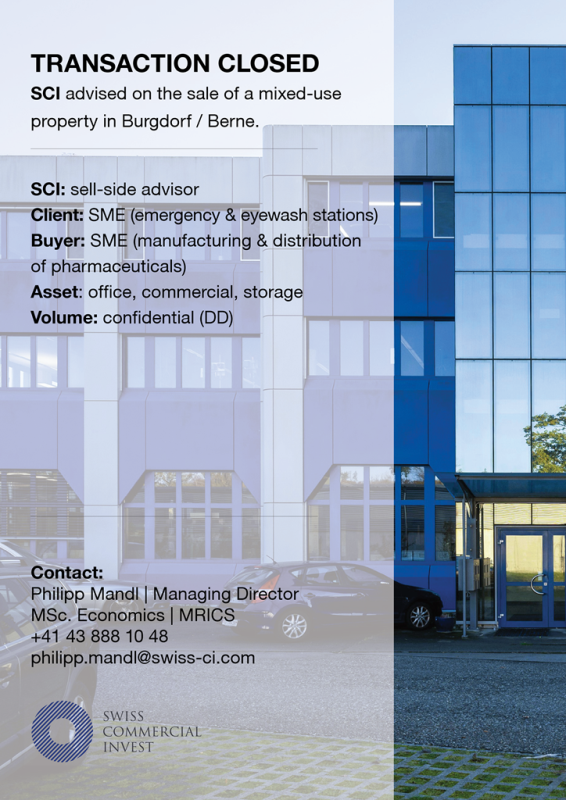 BE: Sale & Lease Back – Büro- und Gewerbeliegenschaft, Burgdorf.