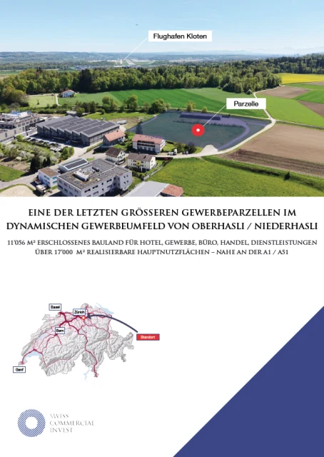 Bestens erschlossenes Gewerbebauland unweit der A1/A51 – nahe am Flughafen Zürich
