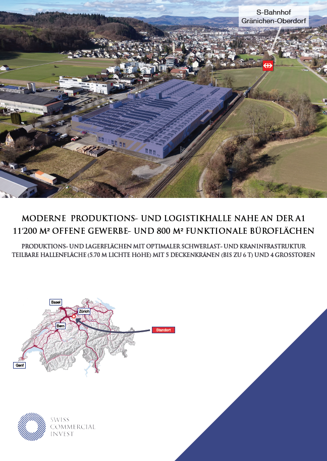 Modern production and logistics hall near the A1 with excellent heavy-load and crane infrastructure